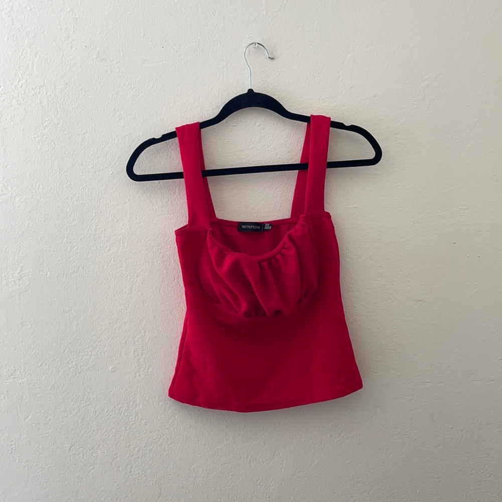 PLT ruched red crop top